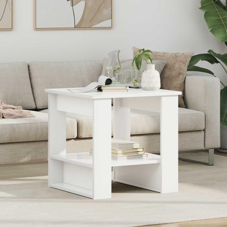 vidaXL Salontafel Wit 51 x 50 x 50 cm Bewerkt hout, Huis en Inrichting, Tafels | Salontafels, Nieuw, Verzenden