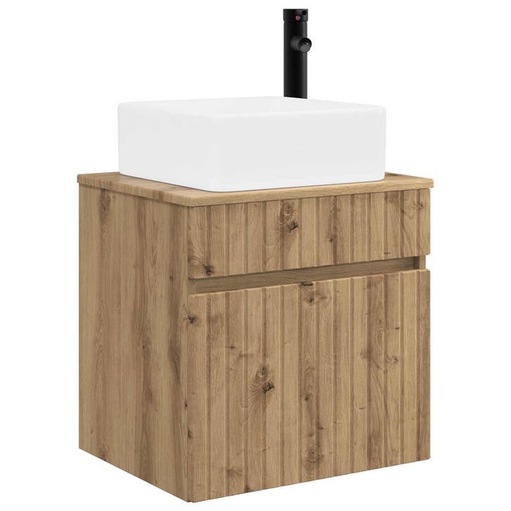 vidaXL Wandgemonteerde wastafelmeubel Artisanaal eiken 49 x, Maison & Meubles, Tables | Coiffeuses, Envoi