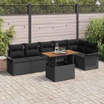 vidaXL Tuinbank Set met opslag 7 pcs Zwart Poly rattan, Tuin en Terras, Verzenden, Nieuw