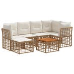 vidaXL Buiten bank set 7 pcs Natuurlijk en Crème Wit, Tuin en Terras, Verzenden, Nieuw