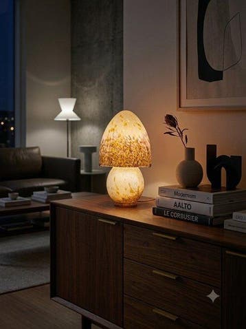 Vianne – Grande lampe champignon Art déco vintage en verre