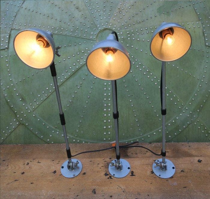 Lampe murale - Acier, Aluminium - Lampes industrielles, Antiquités & Art, Antiquités | Éclairage