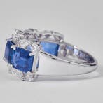 Bague tendance - 14 carats Or blanc - 5.14ct. tw. Saphir -