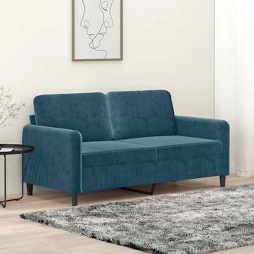 vidaXL Tweezitsbank / zetel 140 cm fluweel blauw, Verzenden