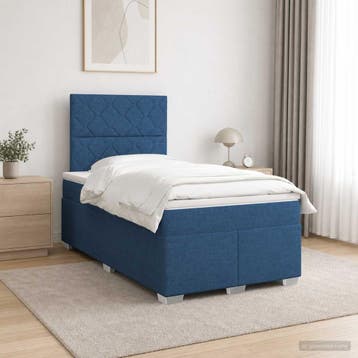 vidaXL Boxspringbed met matras met hoofdeinde Blauw 120 x, Verzenden