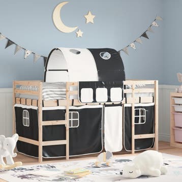 vidaXL Kinderhoogslaper met tunnel 90x190 cm grenenhout wit, Verzenden, Nieuw