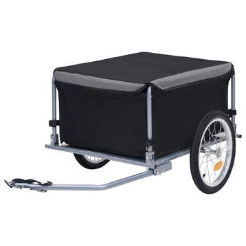 vidaXL Fietstrailer 65 kg zwart en grijs, Fietsen en Brommers, Fietsaccessoires | Aanhangwagens en Karren, Verzenden, Nieuw