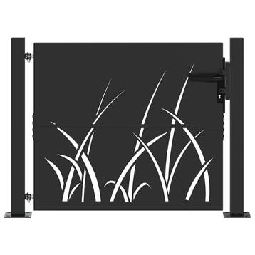vidaXL Tuinpoort 110 x 105 cm Poedercoated staal Zwart, Verzenden, Nieuw