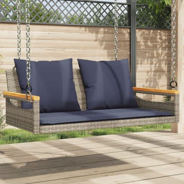 vidaXL Schommelbank met kussens 109x62x40 cm poly rattan, Verzenden, Nieuw