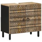 vidaXL Wastafelkast 62x33x58 cm massief mangohout zwart, Huis en Inrichting, Verzenden, Nieuw