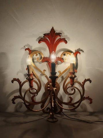 Wandlamp - toleware van metaal - Vintage Italiaanse