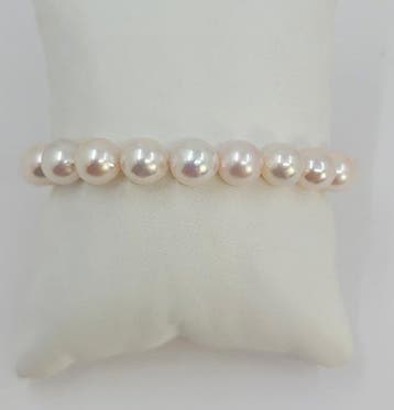 Armband 8,5×9 mm heldere Akoya-parels, Nieuw