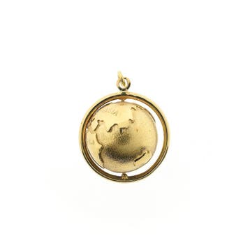 Gouden wereldbol hanger (Hanger of bedel), Ophalen of Verzenden, Gebruikt, Goud, Overige merken