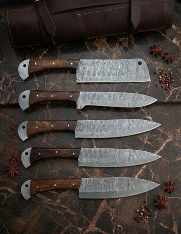 Keukenmes - Kitchen knife set - Staal, Hout, Levend