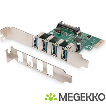 Digitus DS-30221-1 4-port USB 3.0 PCI Express Add-on kaart, Verzenden, Nieuw