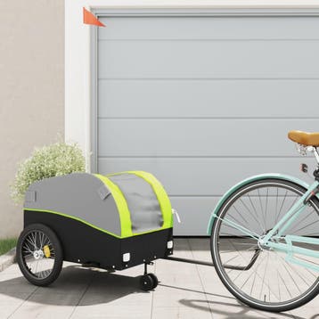 vidaXL Fietstrailer 45 kg ijzer zwart en groen, Verzenden, Nieuw
