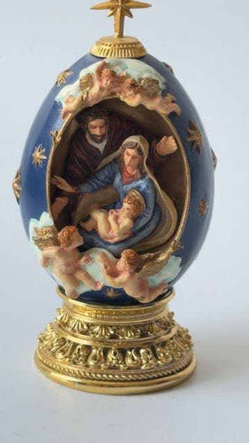 Fabergé ei - geboorte - Verguld, Emaille, Porselein -