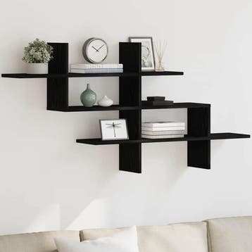 vidaXL Wandplank Zwart Eiken 124,5x18x60,5 cm Bewerkt Hout, Verzenden, Nieuw