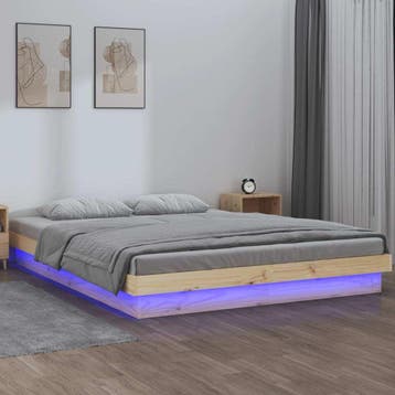 vidaXL Bedframe LED massief hout 150x200 cm King Size, Verzenden, Nieuw