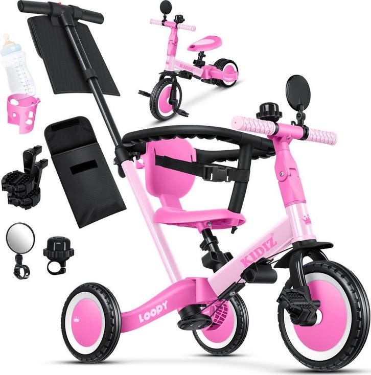Loopfiets - Verstelbaar - Driewieler - 6  in 1 - Roze - KIDI, Enfants & Bébés, Jouets | Extérieur | Véhicules & Draisiennes, Envoi