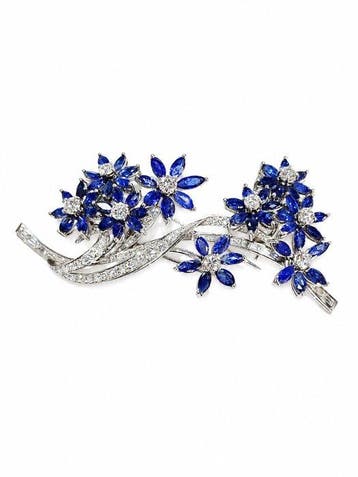 Broche Platina Saffier - Diamant
