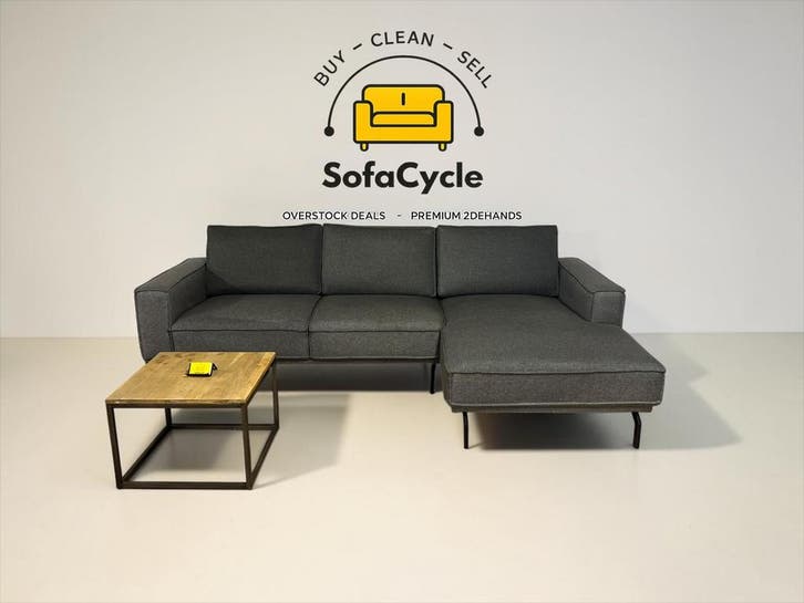 Grijze driezit met chaise longue – tijdloos & comfortabel, Huis en Inrichting, Zetels | Complete zithoeken, Nieuw, Verzenden