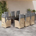 vidaXL 9-delige Tuinset met kussens poly rattan beige, Verzenden, Nieuw, Tuinset