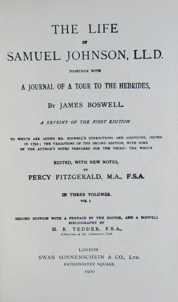 James Boswell & Percy Fitzgerald [editor] - The Life of