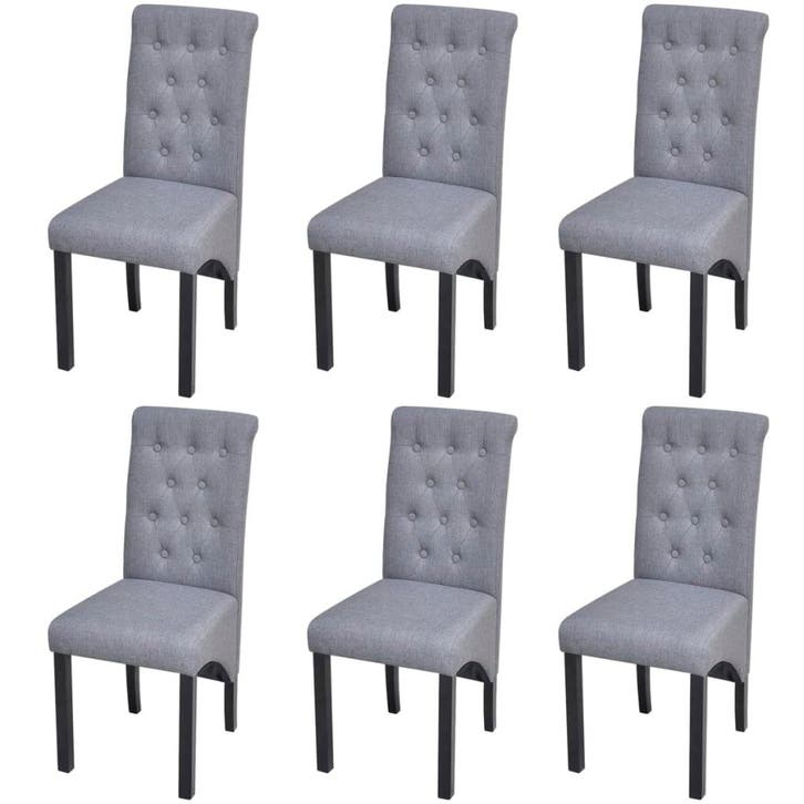 vidaXL Eetkamerstoelen 6 st stof lichtgrijs, Huis en Inrichting, Stoelen, Nieuw, Verzenden