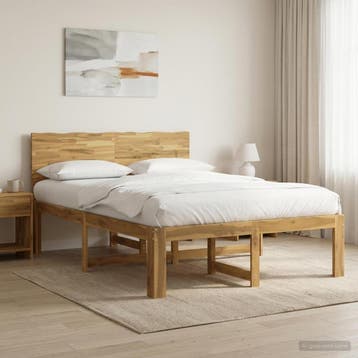 vidaXL Tweepersoonsbed met hoofdbord ROSTOCK Witgewassen 120, Huis en Inrichting, Verzenden, Nieuw