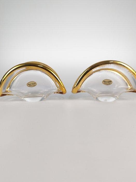 SECOLOVENTESIMO - Servetring (2) - 24 kt goud - 2 gouden, Antiquités & Art, Antiquités | Verre & Cristal