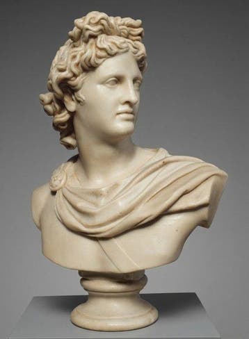 Sculpture, Busto Apollo del Belvedere - 44 cm - Marbre de