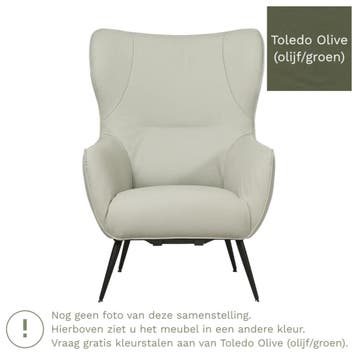 Leren fauteuil Flair - Toledo Olive (olijf/goen), Huis en Inrichting, Eigentijds, Modern, Retro, Romantisch, Nieuw, Ophalen of Verzenden