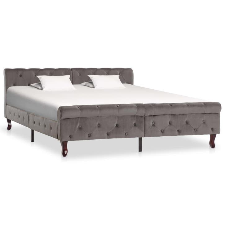 vidaXL Bedframe fluweel grijs 160x200 cm, Huis en Inrichting, Slaapkamer | Bedden, Nieuw, Verzenden