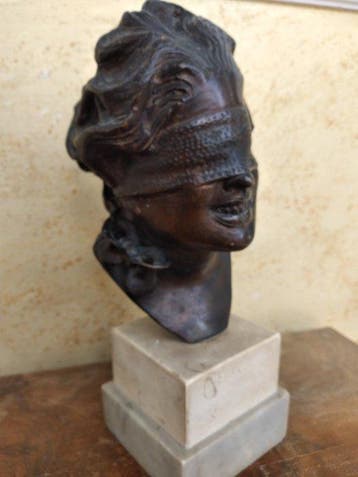 sculptuur, Dea bendata - 32 cm - sculptuur in brons van de
