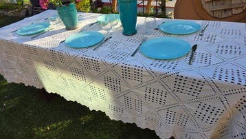 Tafelkleed - 240 cm - 200 cm - Tafellaken handgehaakt