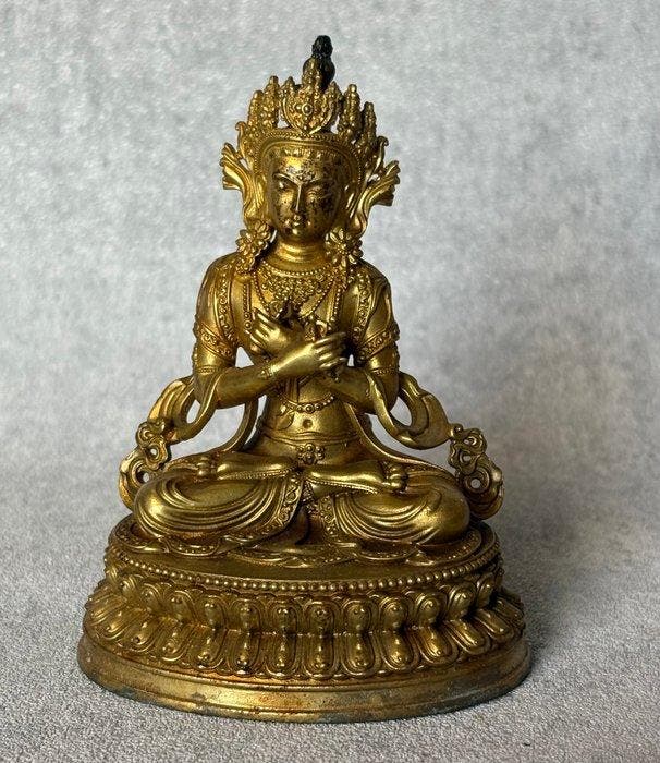 Vajradhara 10.5 cm - Verguld brons - Azië (Zonder, Antiek en Kunst, Antiek | Overige Antiek