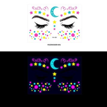 Gezicht Sticker Glow in the Dark FA-001, Verzenden