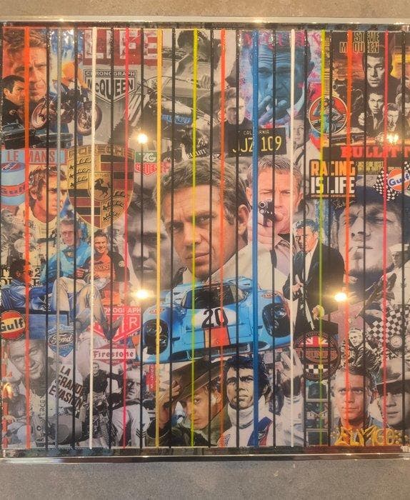 Elmago - STEVE MC QUEEN sport legend 4 codebarre (large), Antiek en Kunst, Kunst | Schilderijen | Modern