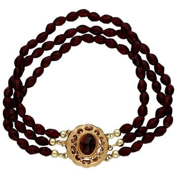 Bracelet - 14 carats Or jaune - Bracelet en grenat