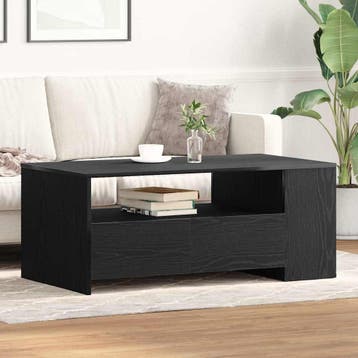 vidaXL Salontafel Zwart Eiken 102 x 55 x 43,5 cm Bewerkt, Huis en Inrichting, Tafels | Salontafels, Verzenden, Nieuw