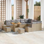vidaXL Tuinbank Set met kussen met opslag 12 pcs Beige Poly, Verzenden, Nieuw
