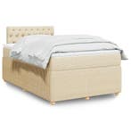 vidaXL Boxspring met matras stof crèmekleurig 120x190 cm, Verzenden, Nieuw