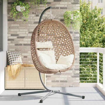 vidaXL Hangende ei-stoel poly rattan 104 x 100 x 191 cm, Verzenden
