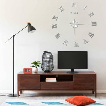 vidaXL 3D-wandklok modern XXL 100 cm zilverkleurig, Verzenden, Nieuw