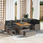 vidaXL Tuinbank Set met kussen met opslag 9 pcs Grijs, Verzenden, Nieuw