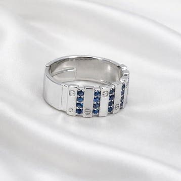 Zonder minimumprijs - Ring Verguld Saffier - Diamant -, Nieuw