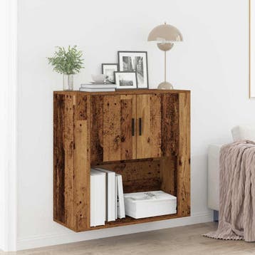 vidaXL Wandkast met plank Oud Hout 80 x 33 x 80 cm Bewerkt, Verzenden