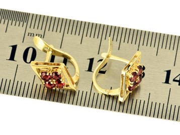 Boucles doreilles - 18 carats Or jaune Grenat, Bijoux, Sacs & Beauté