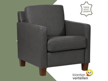 Leren fauteuil Smart - Toledo Antracite (donkergrijs) -, Huis en Inrichting, Fauteuils, Nieuw, Ophalen of Verzenden, Bohemian, Eigentijds, Modern, Retro